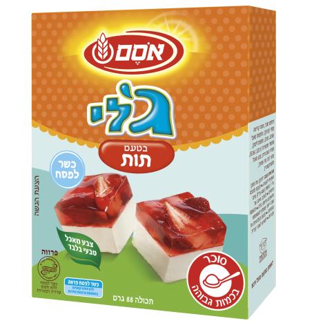 ג'לי מהיר הכנה בטעם תות כשר לפסח